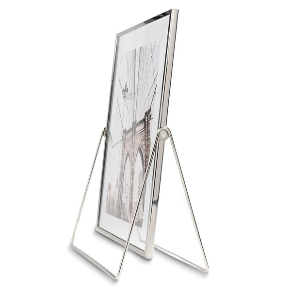 5x7 Harland Silver-tone Metal Float Frame with Metal Stand