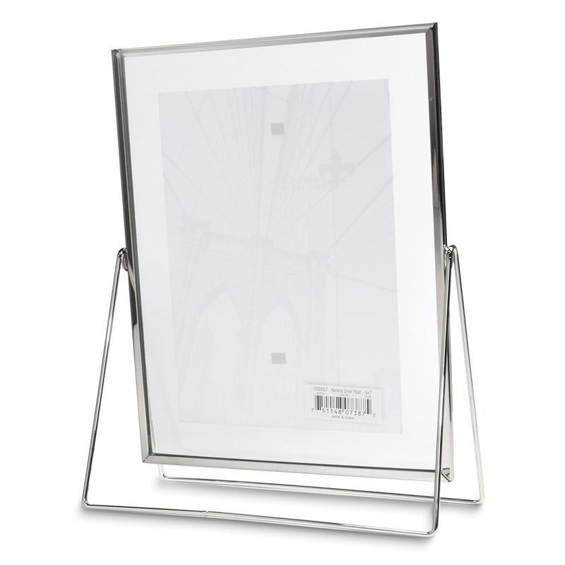 5x7 Harland Silver-tone Metal Float Frame with Metal Stand