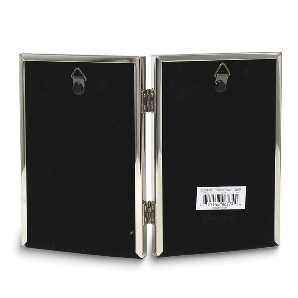 4x6 Portrait Hinged Double Simply Silver-tone Metal Frame
