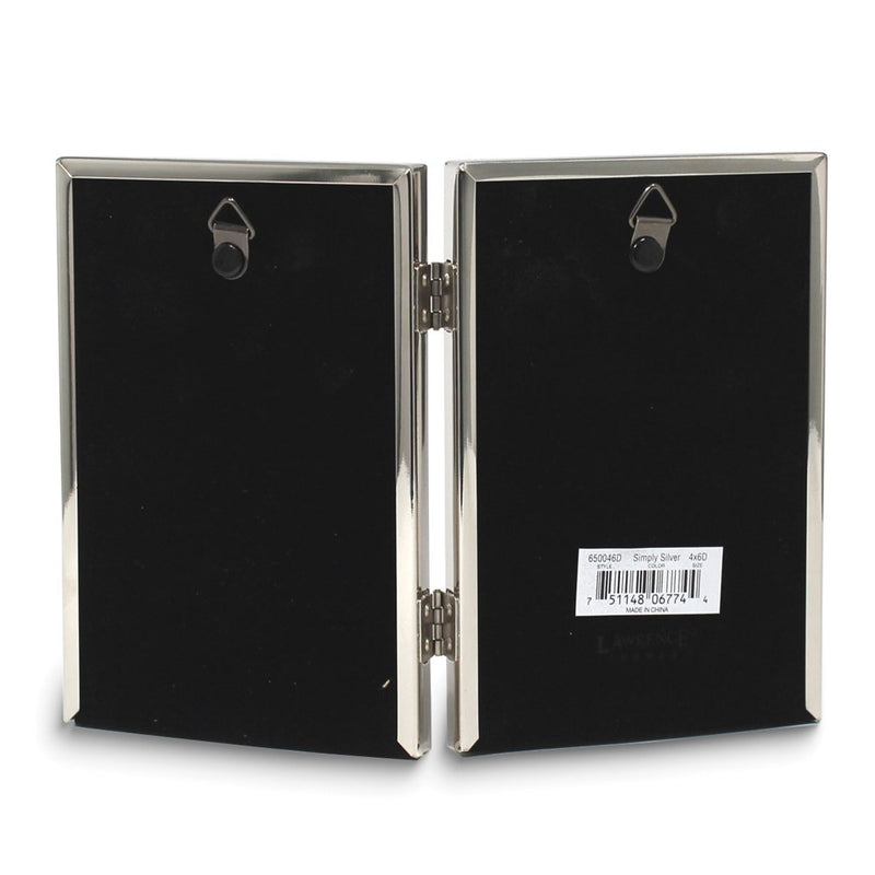 4x6 Portrait Hinged Double Simply Silver-tone Metal Frame