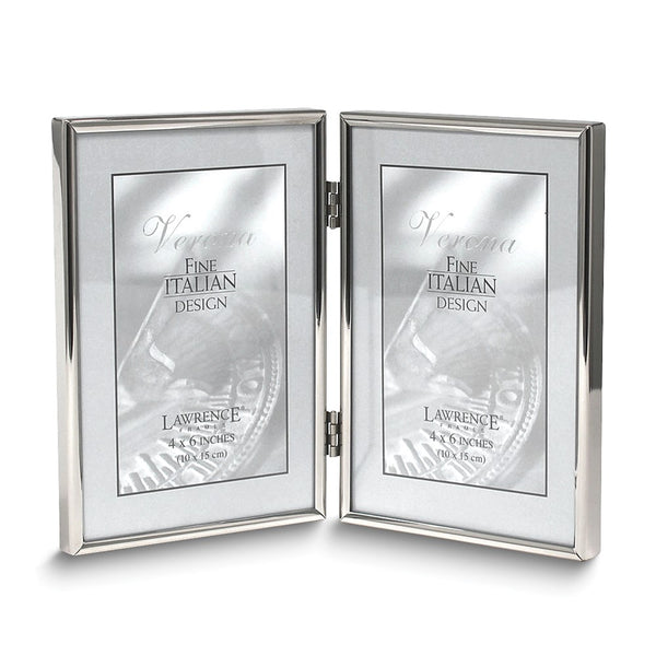4x6 Portrait Hinged Double Simply Silver-tone Metal Frame
