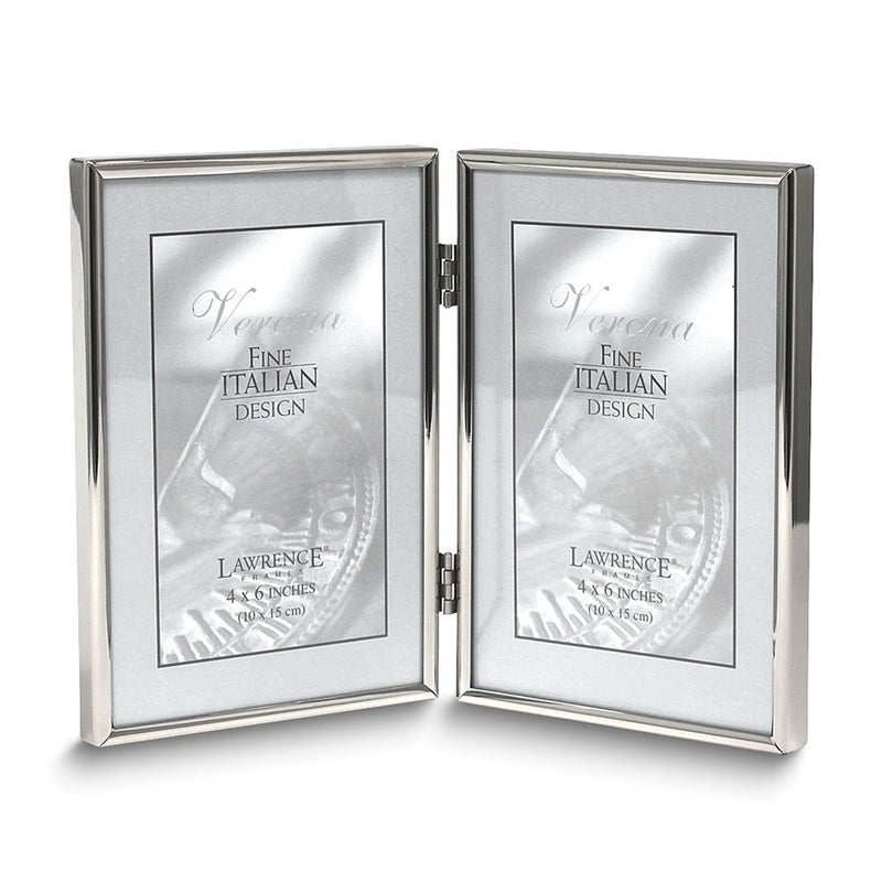 4x6 Portrait Hinged Double Simply Silver-tone Metal Frame