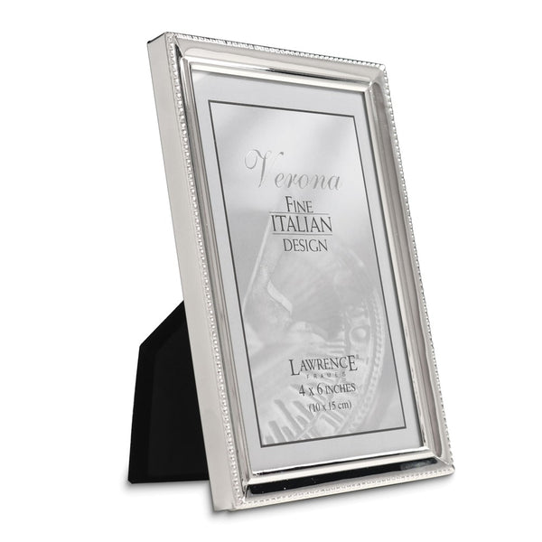 Polished Silver-plated 4x6 Frame - Bead Border Design