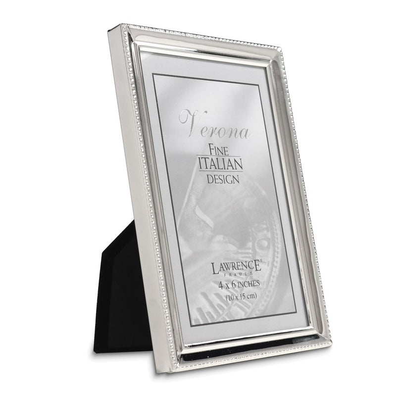 Polished Silver-plated 4x6 Frame - Bead Border Design