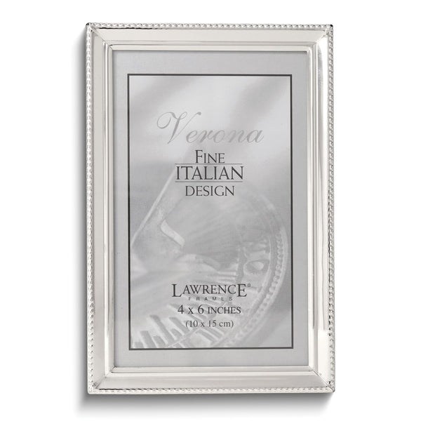 Polished Silver-plated 4x6 Frame - Bead Border Design