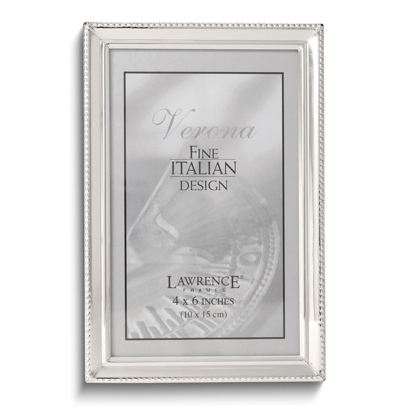 Polished Silver-plated 4x6 Frame - Bead Border Design
