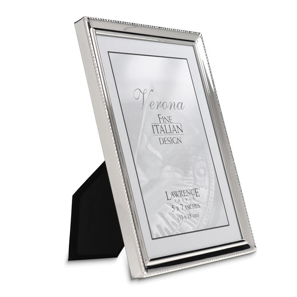 Polished Silver-plated 5x7 Frame - Bead Border Design