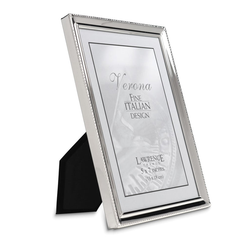 Polished Silver-plated 5x7 Frame - Bead Border Design