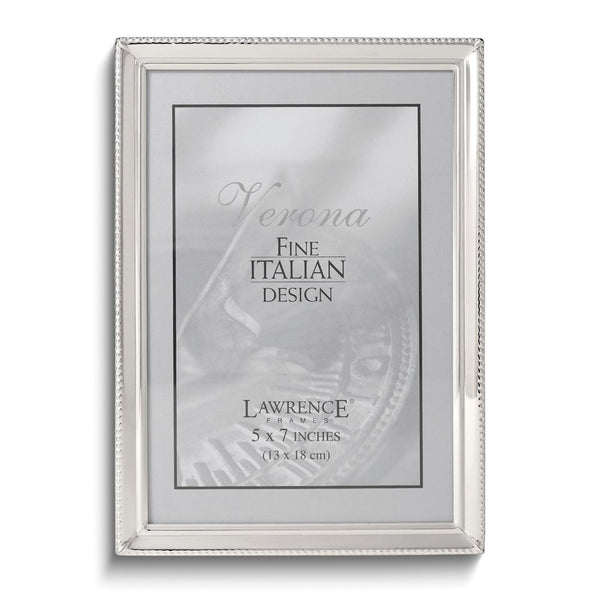 Polished Silver-plated 5x7 Frame - Bead Border Design
