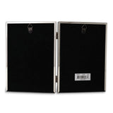 Polished Silver-plated 5x7 Portrait Hinged Double Frame - Bead Border Design