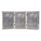 Polished Silver-plated 5x7 Portrait Hinged Triple Frame - Bead Border Design