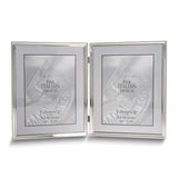 Polished Silver-plated 8x10 Portrait Hinged Double Frame - Bead Border Design