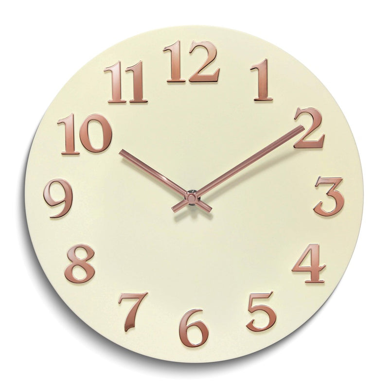 Vogue Ivory Resin with Rose-tone Numbers Quartz Wall Clock