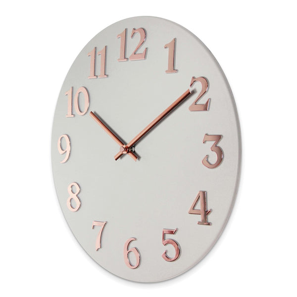 Vogue Grey Resin with Rose-tone Numbers Quartz Wall Clock