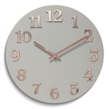 Vogue Grey Resin with Rose-tone Numbers Quartz Wall Clock