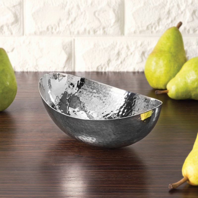 Hammered Stainless Steel Oval Bowl