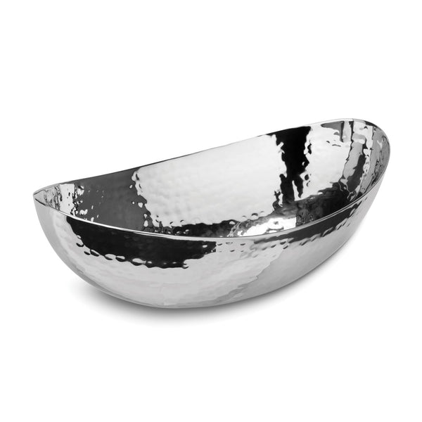 Hammered Stainless Steel Oval Bowl