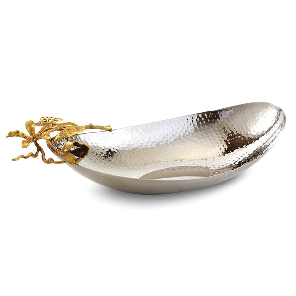 Hammered Stainless Steel with Golden Butterfly Garden Trim Boat Bowl
