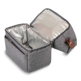 Urban Heather Grey Insulated Lunch Bag with Brown Leatherette Handles