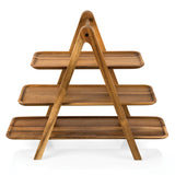 Acacia Wood Serving Ladder with 3 Removable Trays