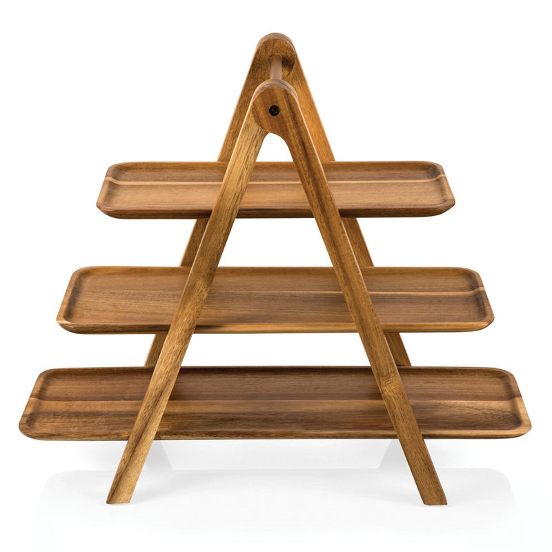 Acacia Wood Serving Ladder with 3 Removable Trays