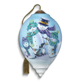 Neqwa Art Festive Family by Sarah Summers Hand-painted Glass Ornament