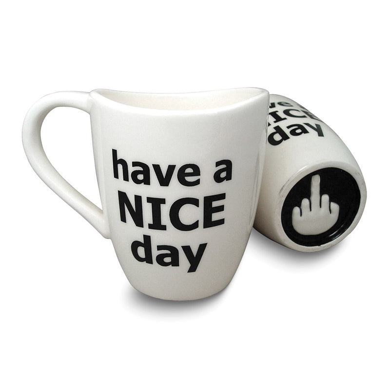 White HAVE A NICE DAY with Hand 16 ounce Ceramic Coffee Mug