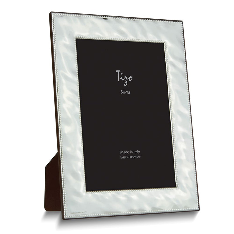 Silver-plated Hammered Double Bead 4x6 Frame