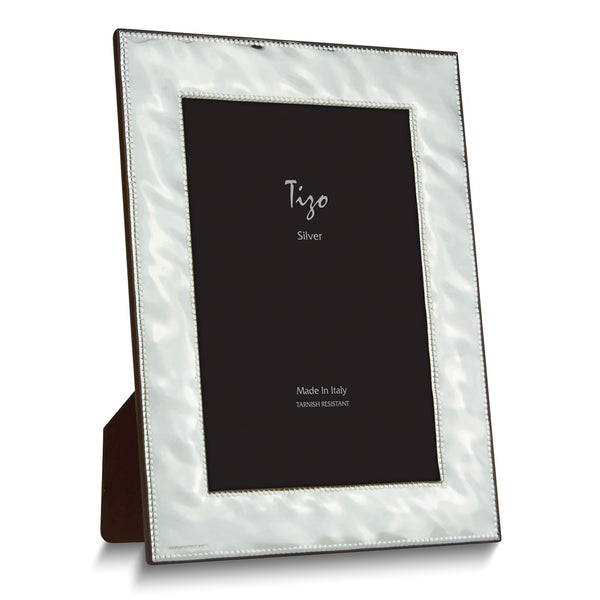 Silver-plated Hammered Double Bead 8x10 Frame