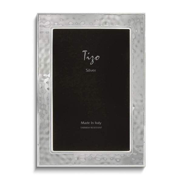 Silver-plated Hammered Double Border 4x6 Frame