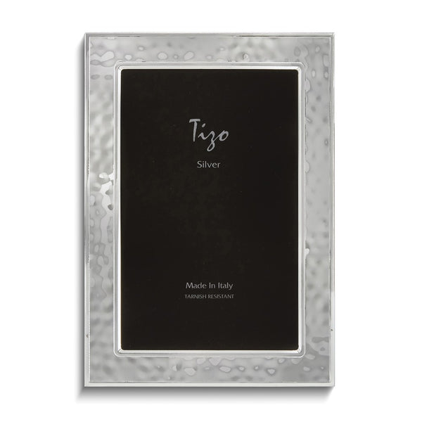 Silver-plated Hammered Double Border 5x7 Frame
