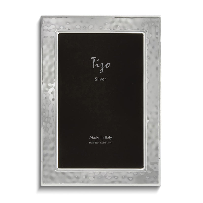 Silver-plated Hammered Double Border 5x7 Frame