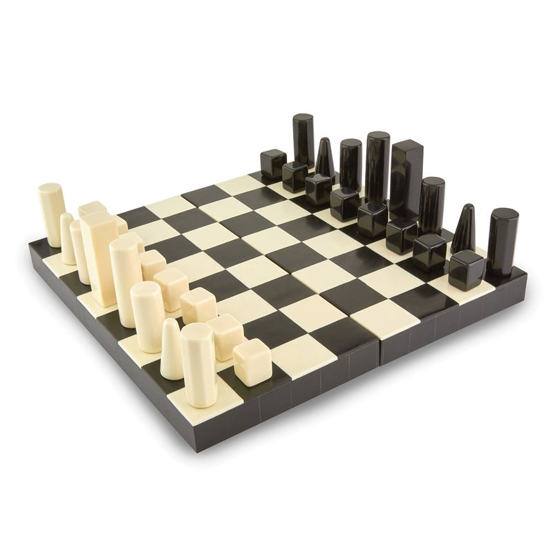 Horn and Bone Chess Set with Geometric Chessmen