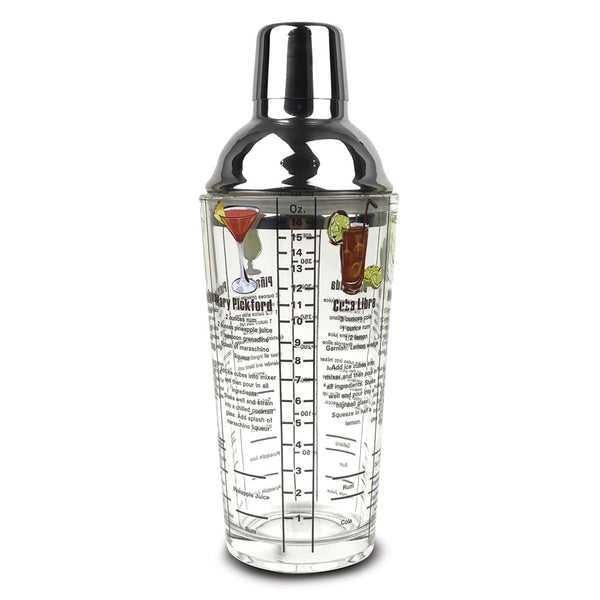 16 ounce Rum Recipes Printed Glass Cocktail Shaker