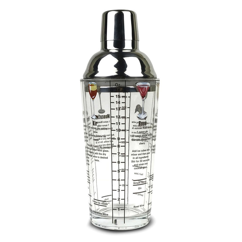 16 ounce Wine Recipes Printed Glass Cocktail Shaker