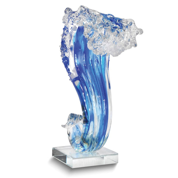 Dale Tiffany Favrile Pacific Wave 5x11.5 Handcrafted Art Glass Sculpture