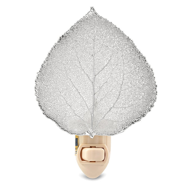 Silver Dipped Real Aspen Leaf Nightlight