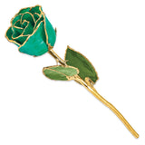 Lacquer Dipped Gold Trimmed Turquoise Green Real Rose