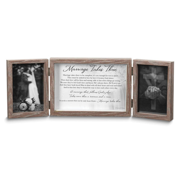 MARRIAGE TAKES 3 Resin Tabletop Two 4x6 Photos Hinged Frame