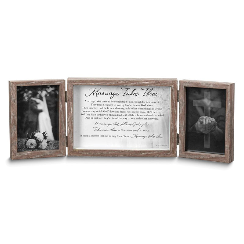 MARRIAGE TAKES 3 Resin Tabletop Two 4x6 Photos Hinged Frame