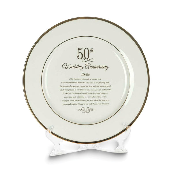 50th WEDDING ANNIVERSARY Sentiment Porcelain Plate on Easel