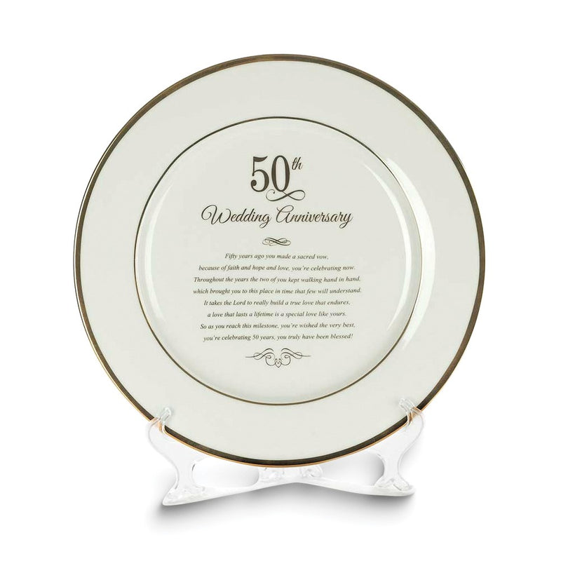 50th WEDDING ANNIVERSARY Sentiment Porcelain Plate on Easel