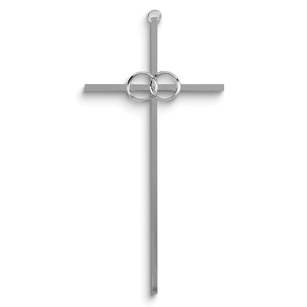 Silver-tone Metal Double Rings Wedding Wall Cross