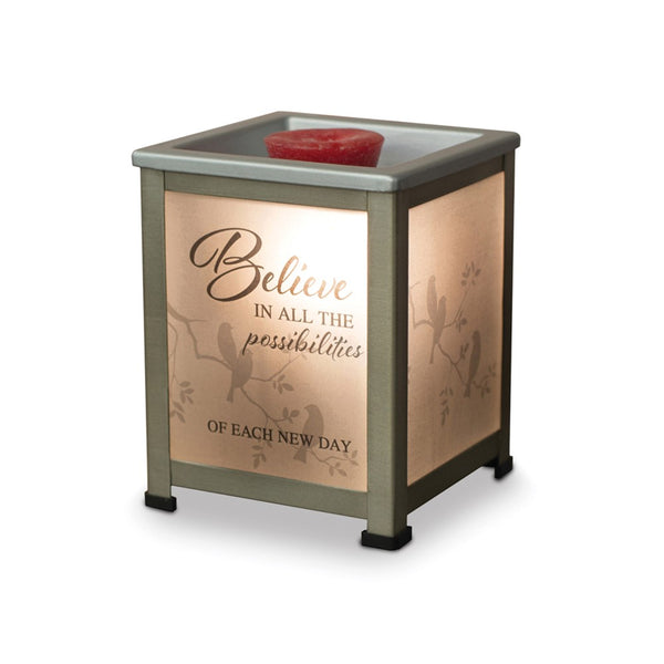 Believe In All The Possibilities Of Each New Day Light-Up Glass Lantern Scented Wax Warmer