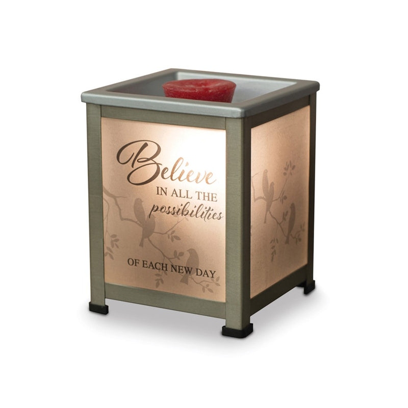 Believe In All The Possibilities Of Each New Day Light-Up Glass Lantern Scented Wax Warmer