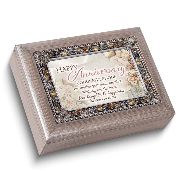 Silver-tone Resin Faux Jewels Anniversary Music Box: WONDERFUL WORLD