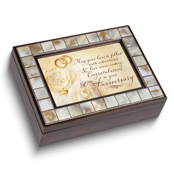 50TH ANNIVERSARY Mother of Pearl and Resin Music Box: YOU LIGHT UP MY LIFE