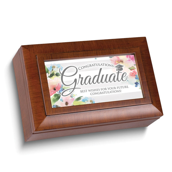 Woodgrain Resin Graduation Music Box: POMP and CIRCUMSTANCE