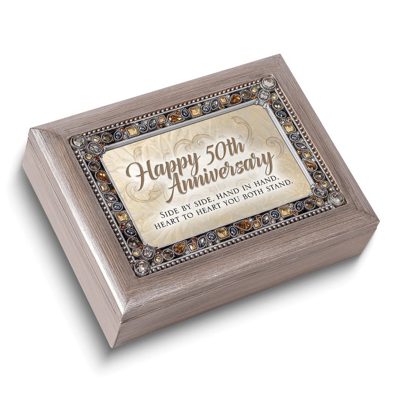 HAPPY 50TH ANNIVERSARY Faux Jewels and Resin Music Box: YOU LIGHT UP MY LIFE