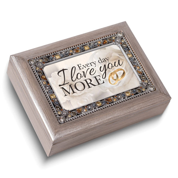 Silver-tone Resin Faux Jewels Anniversary Music Box: YOU LIGHT UP MY LIFE